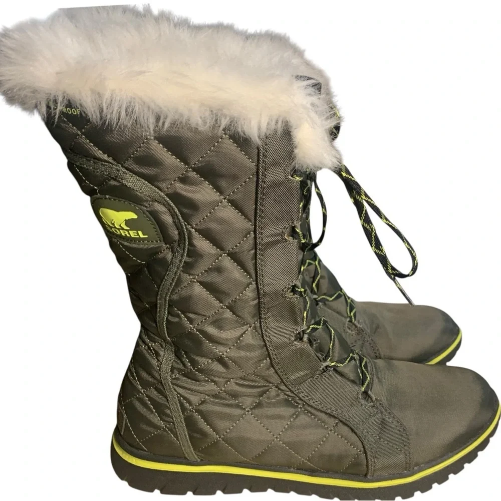 SOREL Women’s Green Faux Fur Trim Winter‎ Boots – Size 9